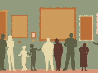 graphic of people within a museum or gallery