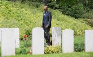Secretary of State, Sajid Javid, at St Symphorien Cemetery. 