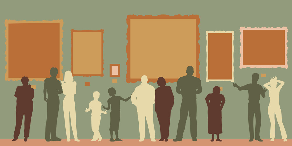 graphic of people within a museum or gallery