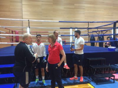 Sports Minister Tracey Crouch meets Team GB boxers