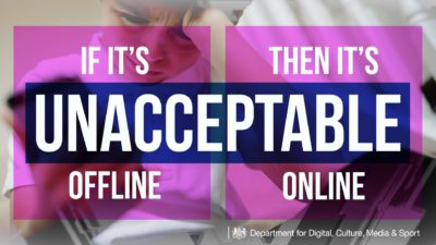'It it's unacceptable offline, it's unacceptable online'