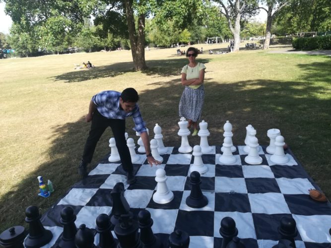 Giant chess game in park as part of UBG programme