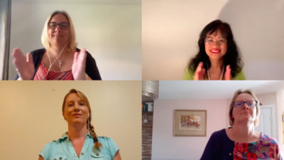 Four Military Wives Choirs singers on a zoom call