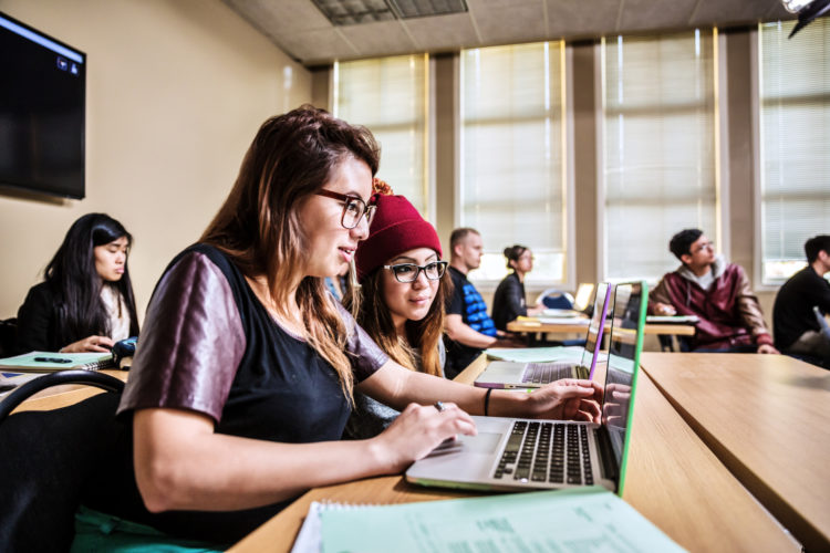 A digital lesson featuring female students