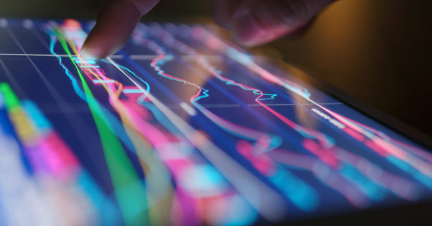 Decorative: multicoloured data graphs on a tablet