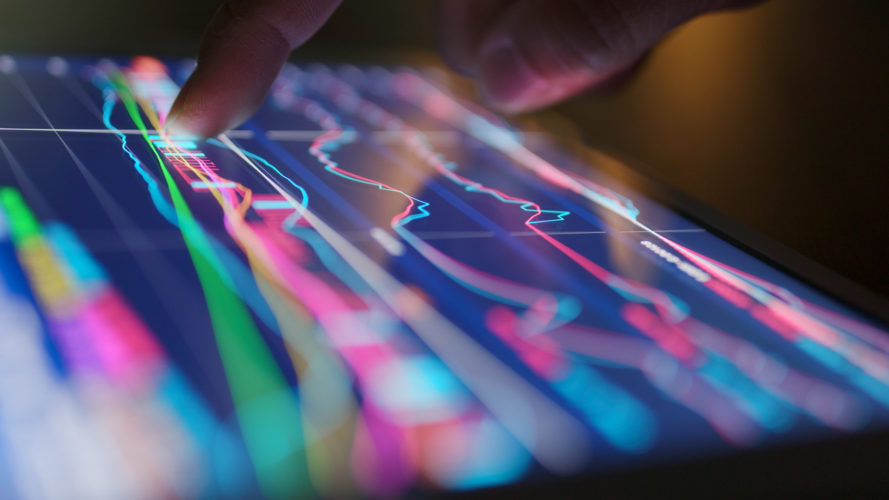 Decorative: multicoloured data graphs on a tablet